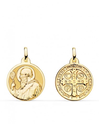 Medalla oro 18k San Benito monje 18mm