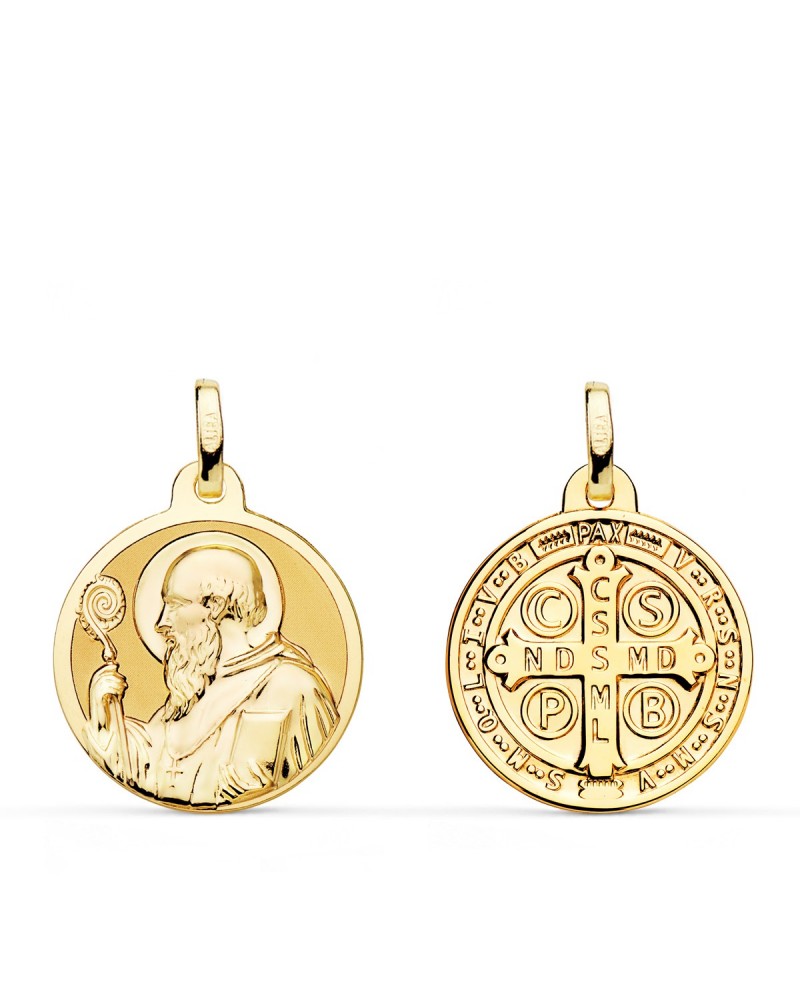 Medalla oro 18k San Benito monje 18mm