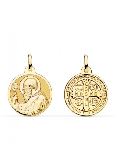 Medalla oro 18k San Benito monje 18mm