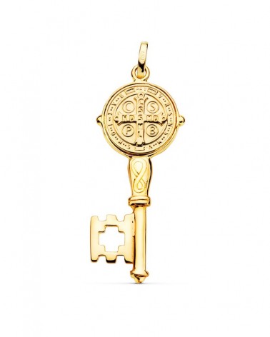 Medalla llave oro 18k San Benito escapulario 12mm