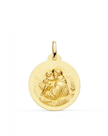 Medalla oro 18k San Antonio matizada 24mm