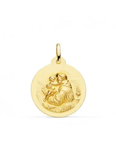 Medalla oro 18k San Antonio matizada 24mm
