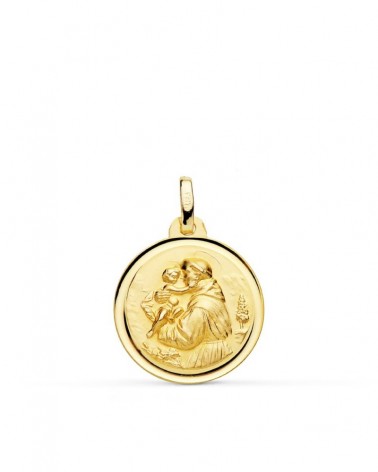Medalla oro 18k San Antonio bisel 18mm