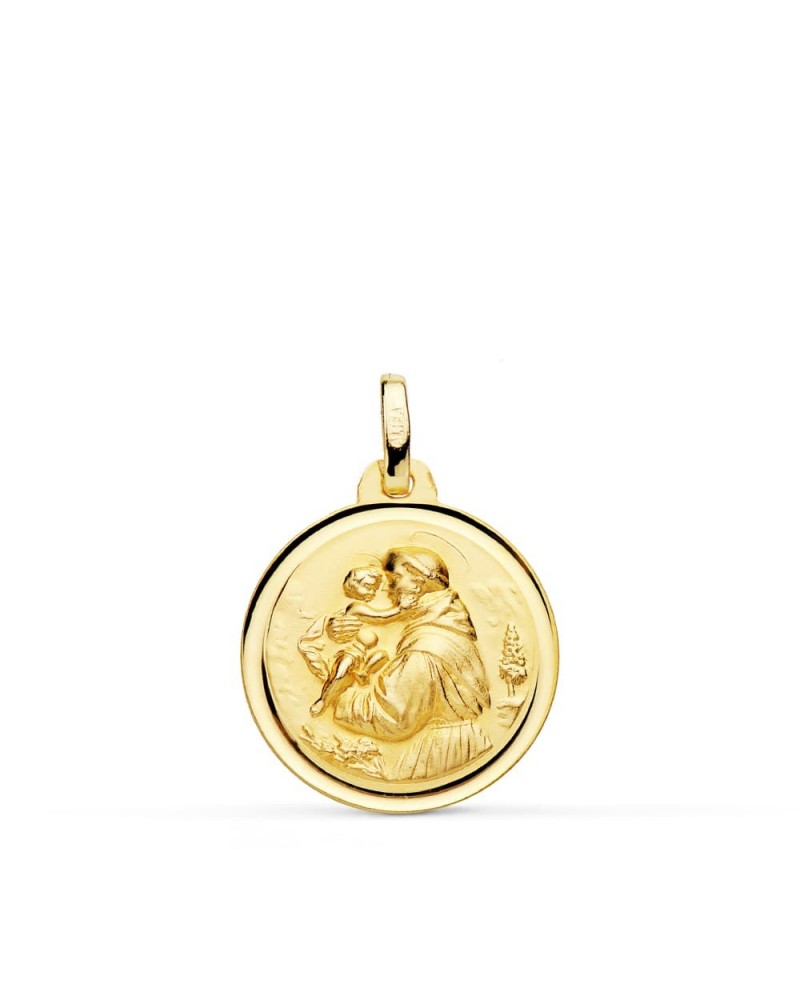 Medalla oro 18k San Antonio bisel 18mm
