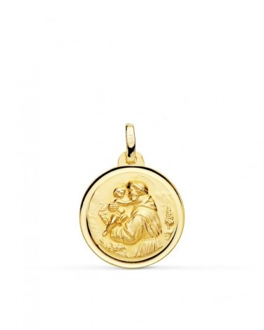 Medalla oro 18k San Antonio bisel 18mm