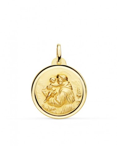 Medalla San Antonio oro 18k bisel 22 mm