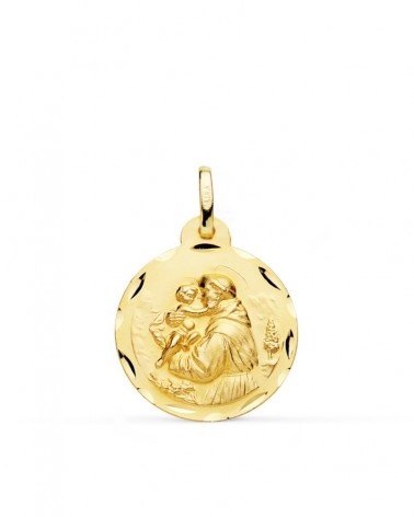 Medalla oro 18k San Antonio tallada 20 mm