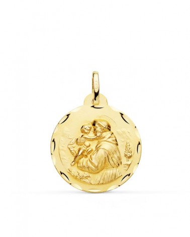 Medalla oro 18k San Antonio tallada 24mm