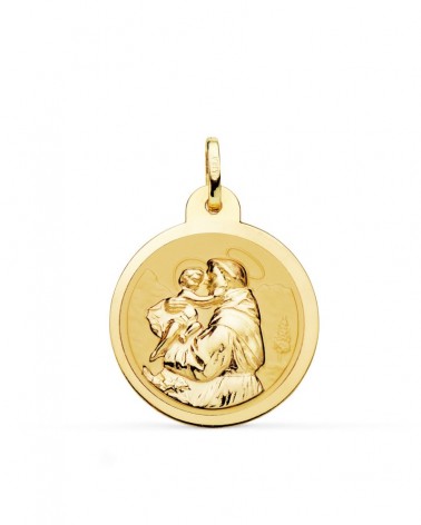 Medalla oro 18k San Antonio brillo 24mm