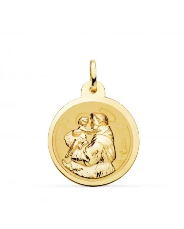 Medalla oro 18k San Antonio brillo 24mm