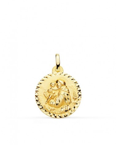 Medalla San Antonio oro 18k talla cruzada 18 mm