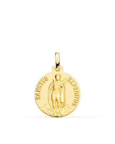 Medalla oro 18k San Expedito 18mm