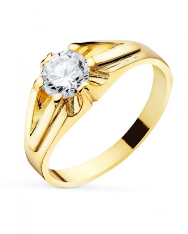 Solitario oro 18k hombre circonita 8mm