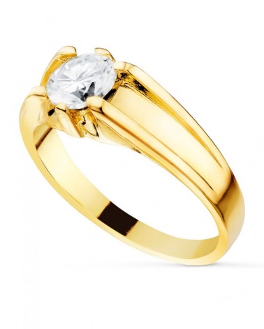 Sello oro 18k amarillo solitario circonita 6mm