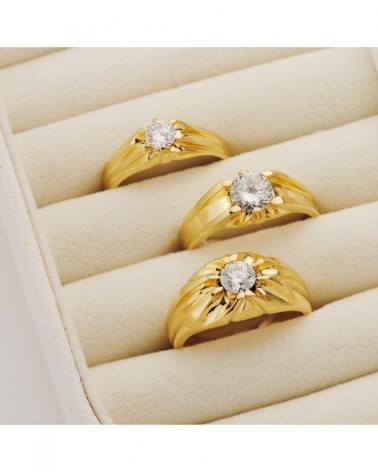 Sello oro 18k amarillo solitario circonita 6mm