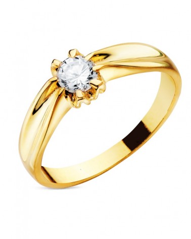 Solitario oro 18k circonita 5mm garras