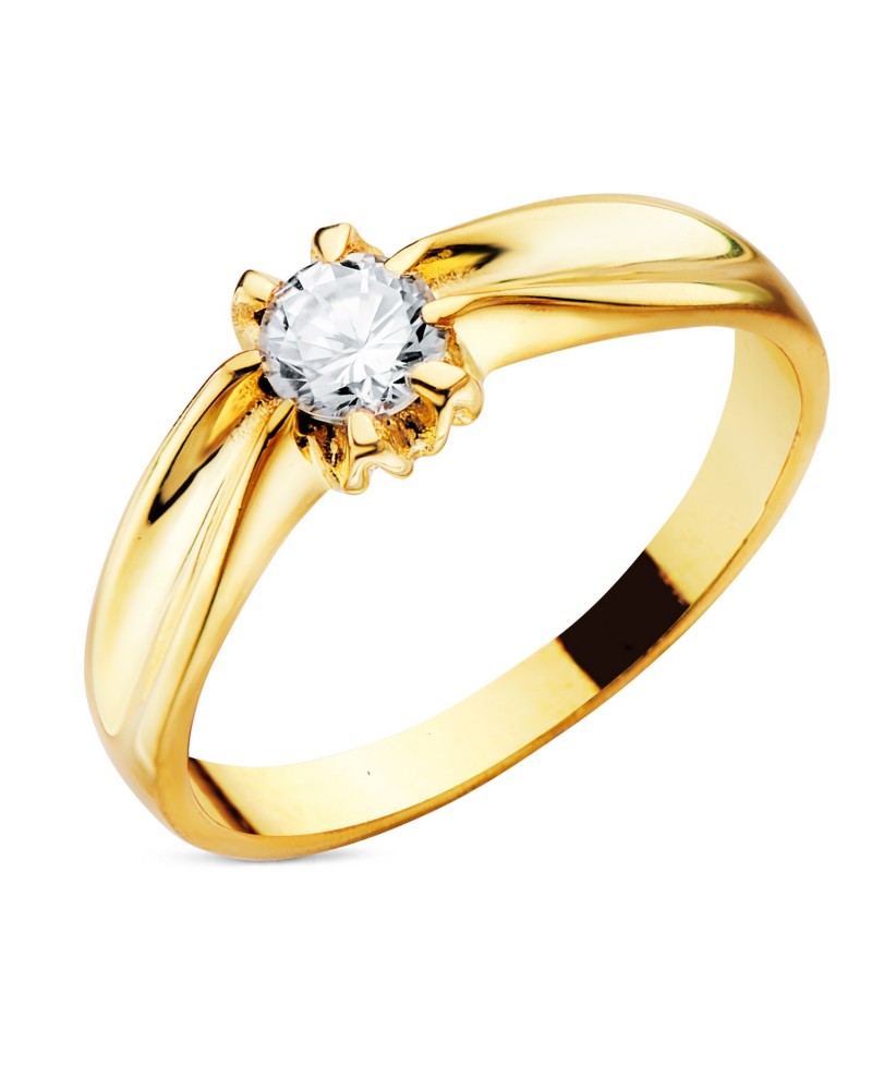Solitario oro 18k circonita 5mm garras
