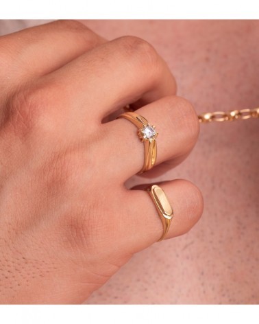 Solitario oro 18k circonita 5mm garras