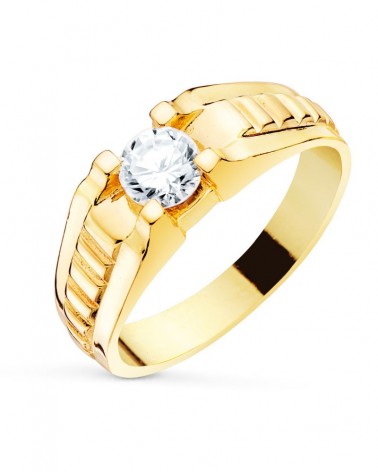 Solitario oro 18k circonita 5,5mm hombre