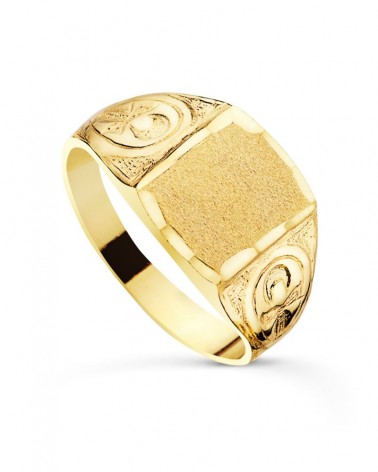 Sello oro 18k amarillo cruz de la vida 12x10mm
