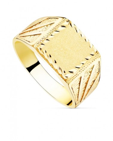 Sello oro 18k amarillo tallado cuadrado 11x11mm