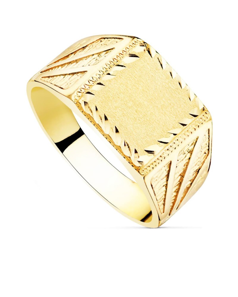 Sello oro 18k amarillo tallado cuadrado 11x11mm