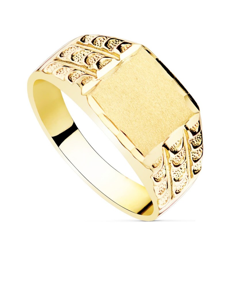 Sello oro 18k tallado rectangular caballero 9x8 mm