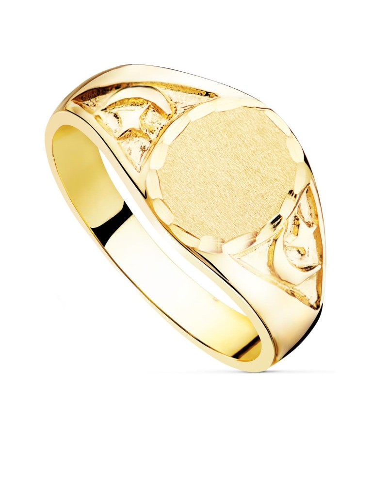 Sello oro 18k caballero tallado oval 11x10mm
