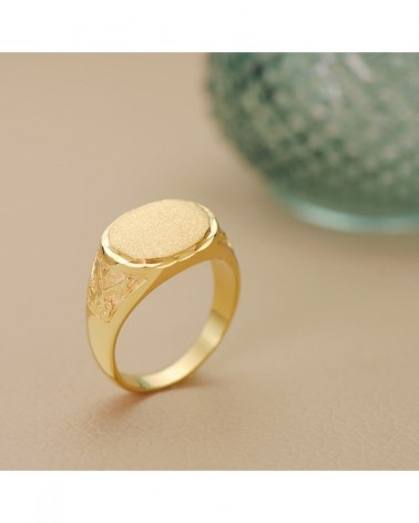 Sello oro amarillo 18k oval con tallados zona grabado 15x11mm