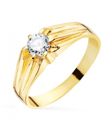 Sello oro 18k amarillo solitario circonita 5mm