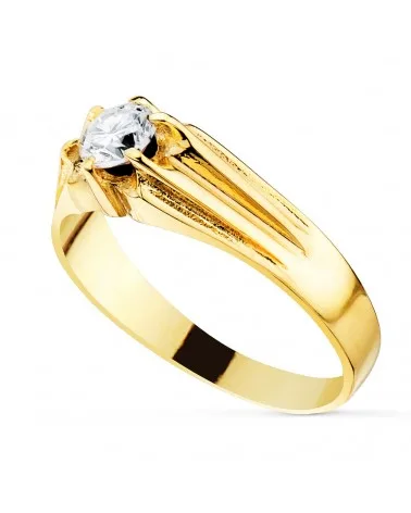 Sello oro 18k amarillo solitario circonita 5mm