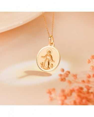 Medalla oro 18k Virgen de la Asunción bisel 18mm
