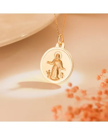 Medalla oro 18k Virgen de la Asunción 22mm