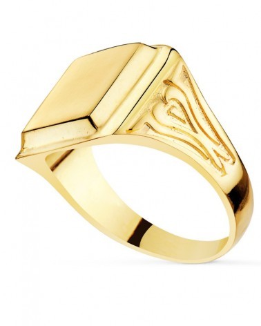 Sello oro 18k amarillo rectangular tallado 11x10mm