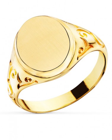Sello oro 18k amarillo caballero zona grabado 14x11mm