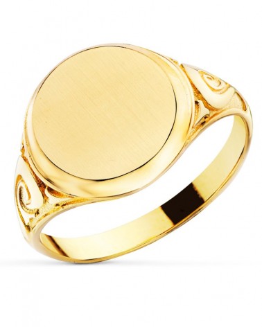 Sello oro amarillo 18k caballero grabado oval 12x12mm