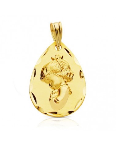 Medalla oro 18k Virgen Niña 21x14mm