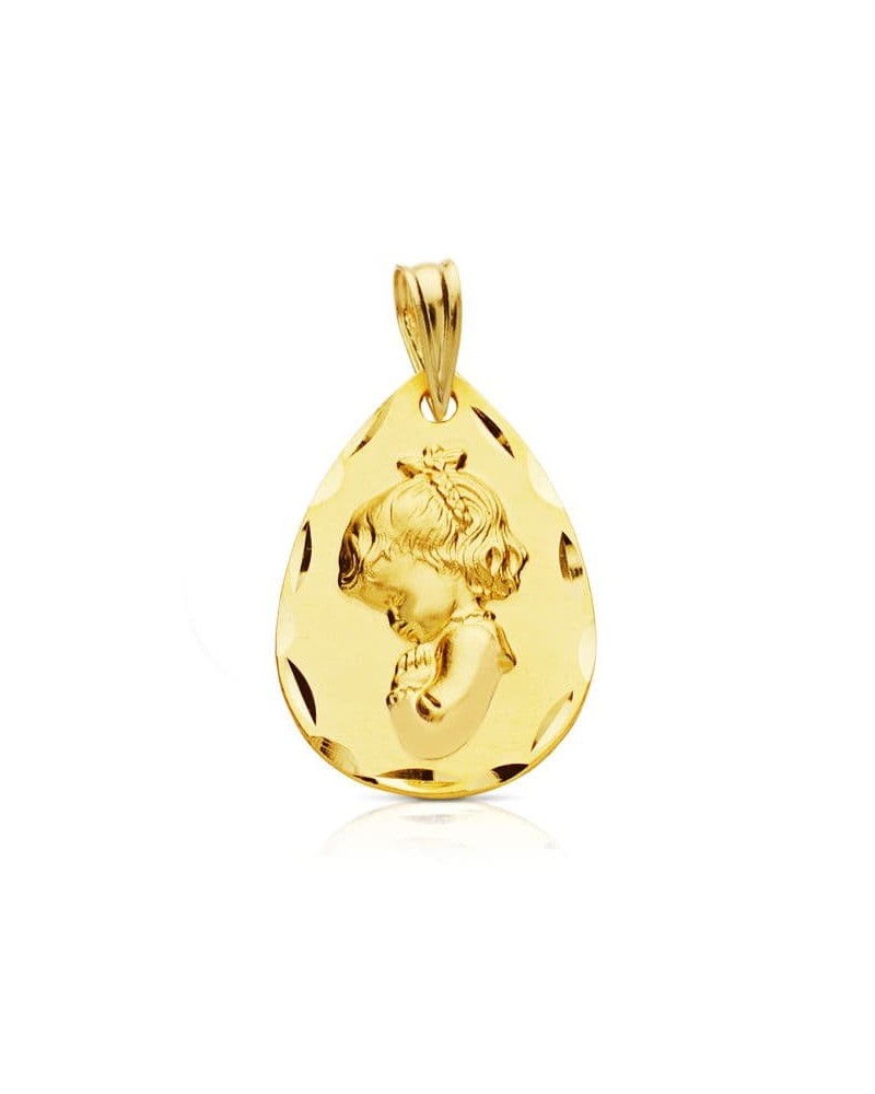 Medalla oro 18k Virgen Niña 21x14mm
