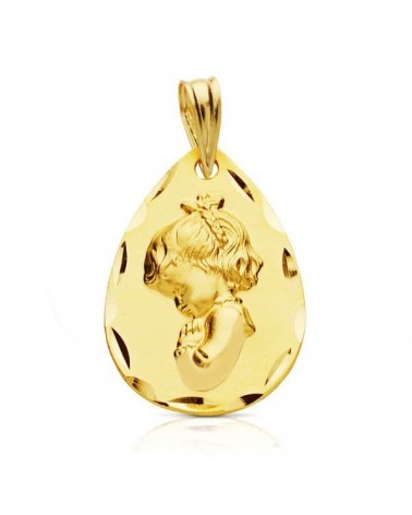 Medalla oro 18k Virgen Niña 21x14mm