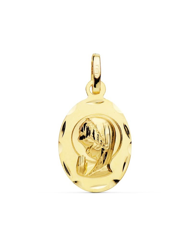 Medalla oro 18k Virgen Niña oval 19x12mm