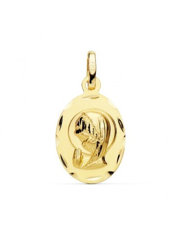 Medalla oro 18k Virgen Niña oval 19x12mm