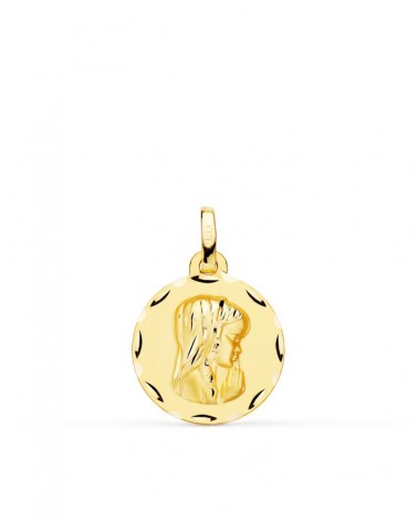 Medalla oro 18k Virgen Niña tallada 16mm