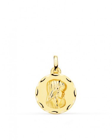 Medalla oro 18k Virgen Niña tallada 16mm