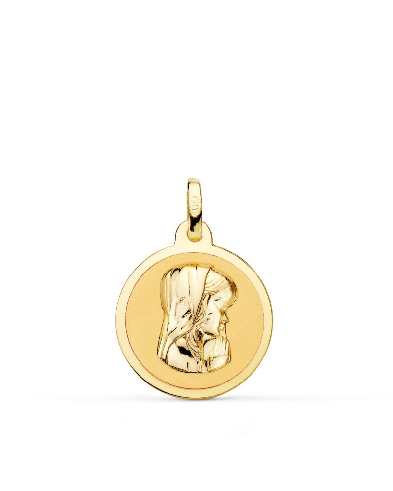 Medalla oro 18k Virgen Niña 18mm comunión