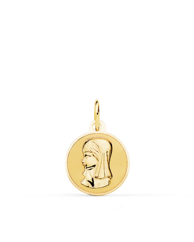 Medalla oro 18k Virgen Niña 14mm