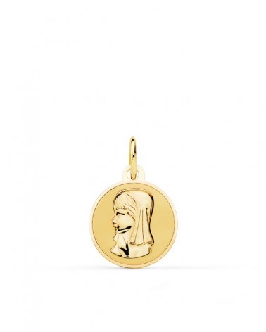 Medalla oro 18k Virgen Niña 14mm
