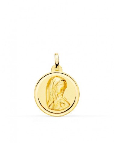 Medalla oro 18k Virgen Niña bisel 18mm