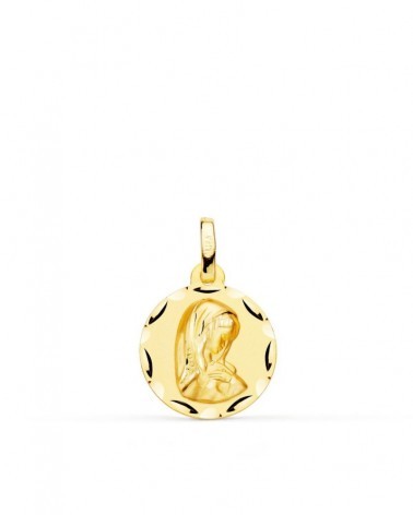 Medalla oro 18k Virgen niña 14mm