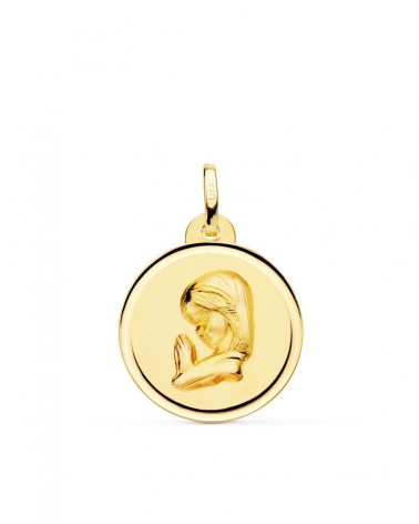 Medalla oro 18k Virgen niña bisel 20mm