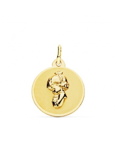 Medalla oro 18k Virgen niña 16 mm